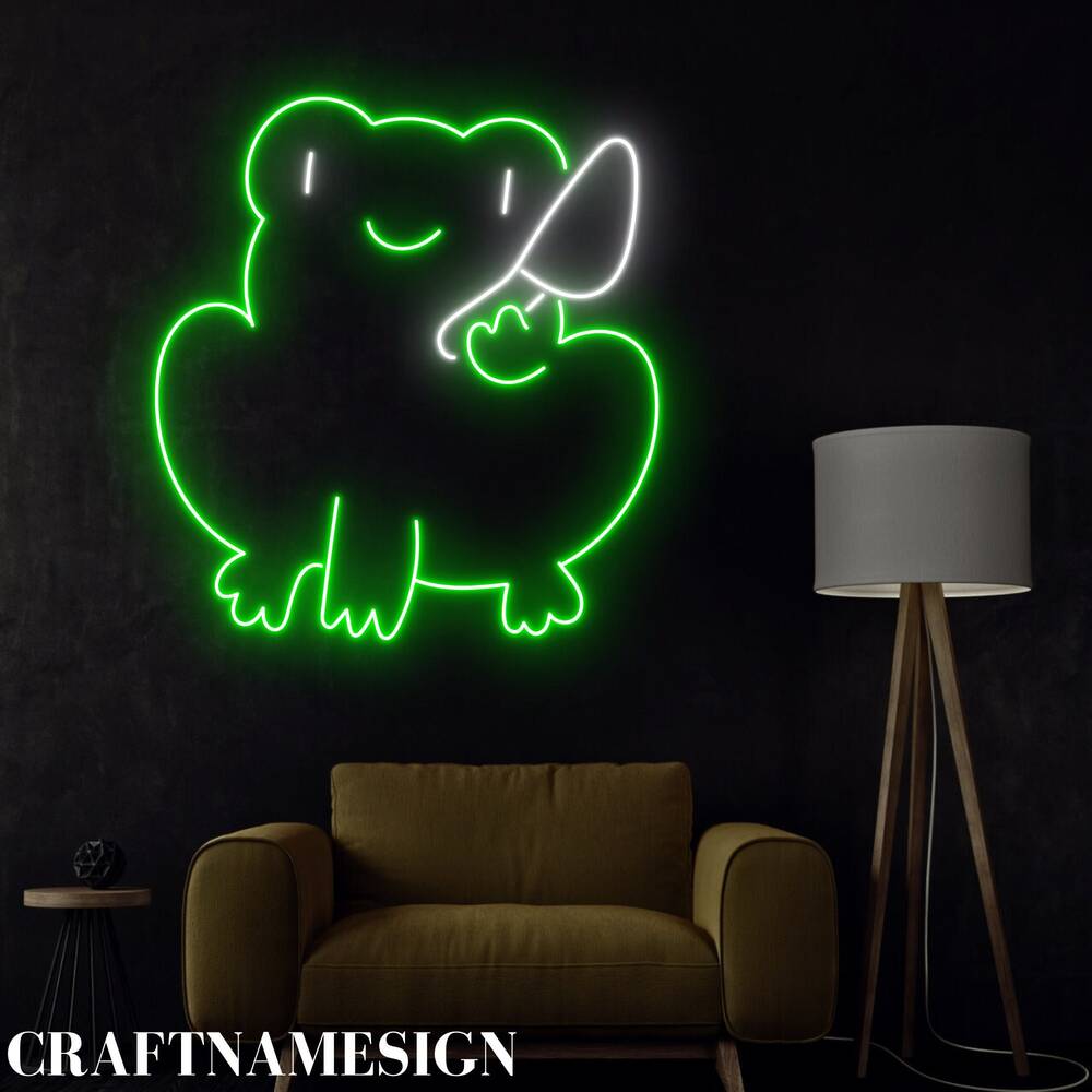 Cute Frog Knife LED Neon Sign - Craft Name Sign