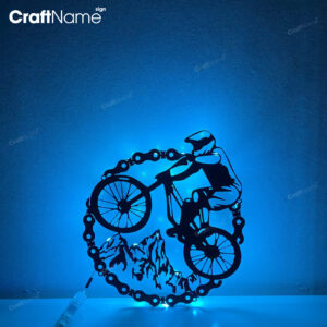 Mountain Bike Metal Wall Art LED Light, MTB Sign, Bicycle Wall Decor