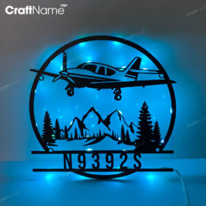 Custom Airplane Metal Wall Art LED Light - Personalized Pilot Name Sign Home Decor - Ideal for Home Decor & Gift