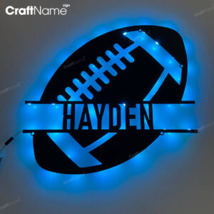 Custom American Football Metal Wall Art LED Light - Personalized Player Lover Sign Home Decor - Ideal for Home Decor & Gift