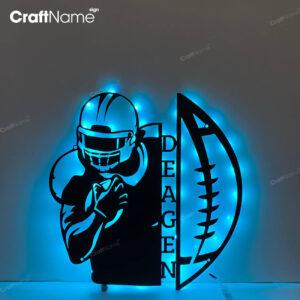Custom Ball American Football Metal Wall Art LED Light - Personalized Player Name Sign Home Decor - Ideal for Home Decor & Gift