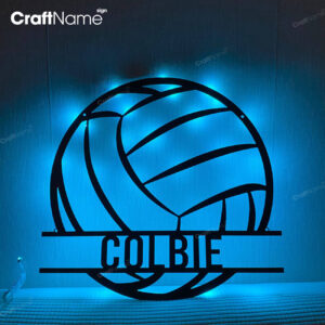 Personalized Ball Volleyball Metal Wall Art LED Light - Custom Volleyball Player Name Sign Home Decor - Ideal for Home Decor & Gift