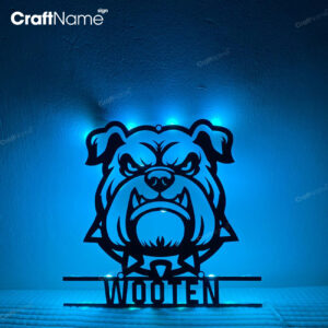Custom BullDog Metal Wall Art LED Light - Personalized Dog Lover Name Sign Home Decor - Ideal for Home Decor & Gift