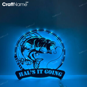 Custom Bass Fishing Metal Wall Art LED Light - Personalized Fisher Name Sign Home Decor - - Ideal for Home Decor & Gift