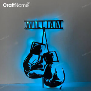Custom Boxing Gloves Metal Wall Art with LED Light - Personalized King Boxer Name Sign - Ideal for Home Decor & Gift - Boxing Lover Gifts
