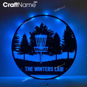 Custom Disc Golf Player Metal Wall Art LED Light - Personalized Disc Golfer Name Sign Home Decor - Ideal for Home Decor & Gift
