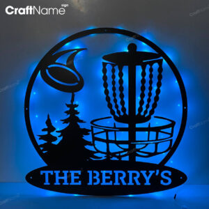 Custom Disc Golf Player Metal Wall Art LED Light - Personalized Disc Golfer Name Sign Home Decor - Ideal for Home Decor & Gift