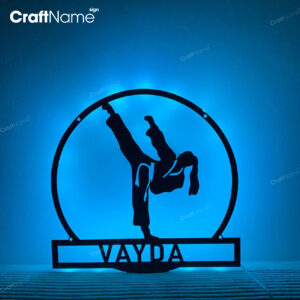 Custom Girl Karate Martial Arts Metal Wall Art with LED Light | Personalized Kid Karate Name Sign Home Decor | Idea For Home Decor And Gifts