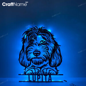 Custom Golden Doodle Metal Wall Art LED Light - Personalized Labradoodle Name Sign Home Decor - Ideal for Home Decor & Gift