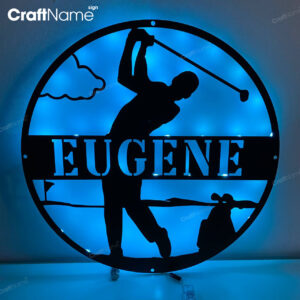Custom Golfing Metal Wall Art LED Light - Personalized Golfer Name Sign Home Decor - Ideal for Home Decor & Gift