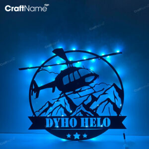 Custom Helicopter Airplane Metal Wall Art LED Light - Personalized Pilot Name Sign Home Decor - Ideal for Home Decor & Gift