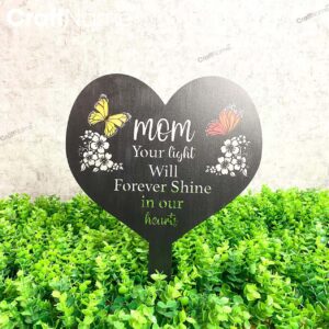 Custom Loss Of Mom Memorial Stake, Heart Butterfly Metal Stakes Sign, Mother Grave Marker Stake, Garden Stake Sign, Yard Stake Outdoor Decor