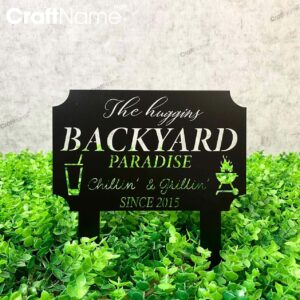 Personalized Backyard Metal Stake, Backyard Garden Stake Metal Yard Sign, Entrance Way Garden Decor, Gifts For Mom, Gifts For Gardener