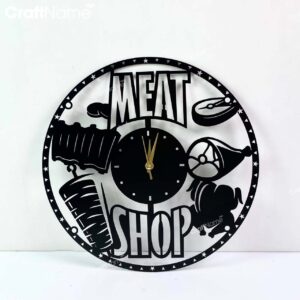 Meat Shop Large Metal Wall Clock, Wall Clock Unique for Home Decor and Wall Arts, Personalized Meat Butcher Shop Wall Clocks Metal Sign