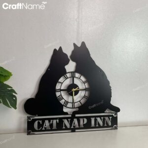 Custom Love Cat Theme Metal Clock For Wall Decor, Wall Clock Unique for Home Decor and Wall Arts, Personalized Cat Clocks, Cat Lover Gifts