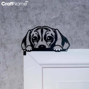 Cute Peeking Dachshund Door Corner Metal Wall Art, Dachshund Dog Door Topper, Dachshund Door Hanging, Dachshund Dog Bedroom Door Decoration