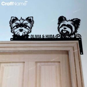 Personalized Yorkshire Terrier Door Corner Metal Wall Art, Yorkshire Metal Sign Door Topper, Dog Door Hanging, Pet Bedroom Door Decoration