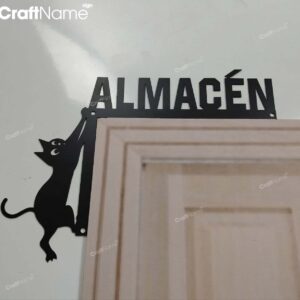 Custom Cat Door Corner Metal Wall Art, Cat Door Topper, Cat Door Hanging, Personalized Cat Lovers Name Bedroom Door Decor, Kitten Lover Gift