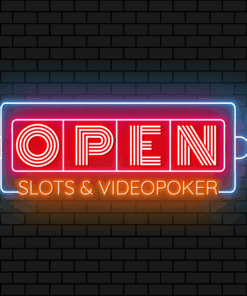 Custom Open Slots & Videopoker Neon Sign