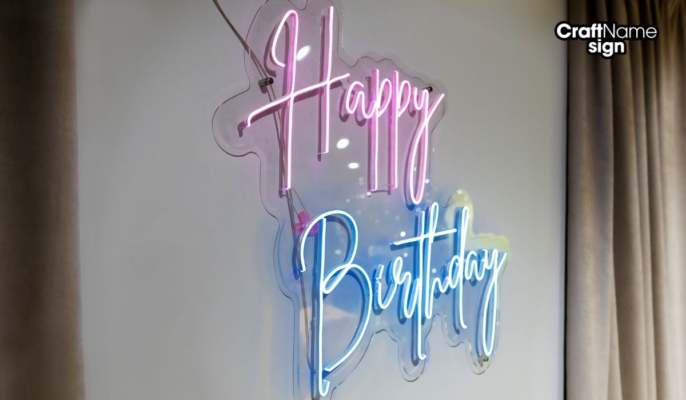 Neon sign birthday message to adult son