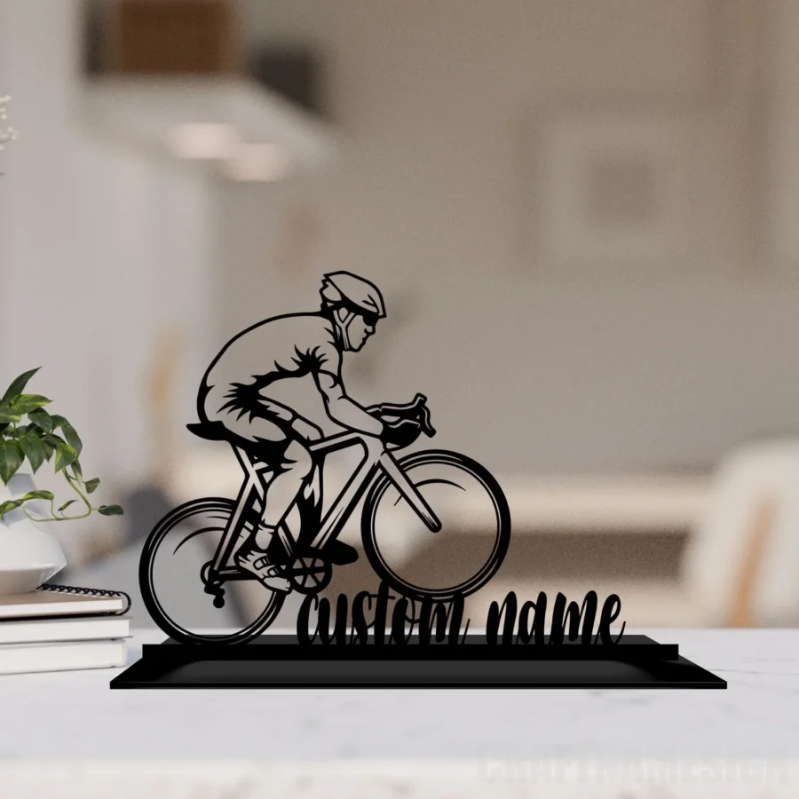 Custom Cycling Metal Office Table Decoration, Personalized Cyclist Sculpture Kawaii Table Sign, Office Decor For Man Desk Sign, Biker Gifts