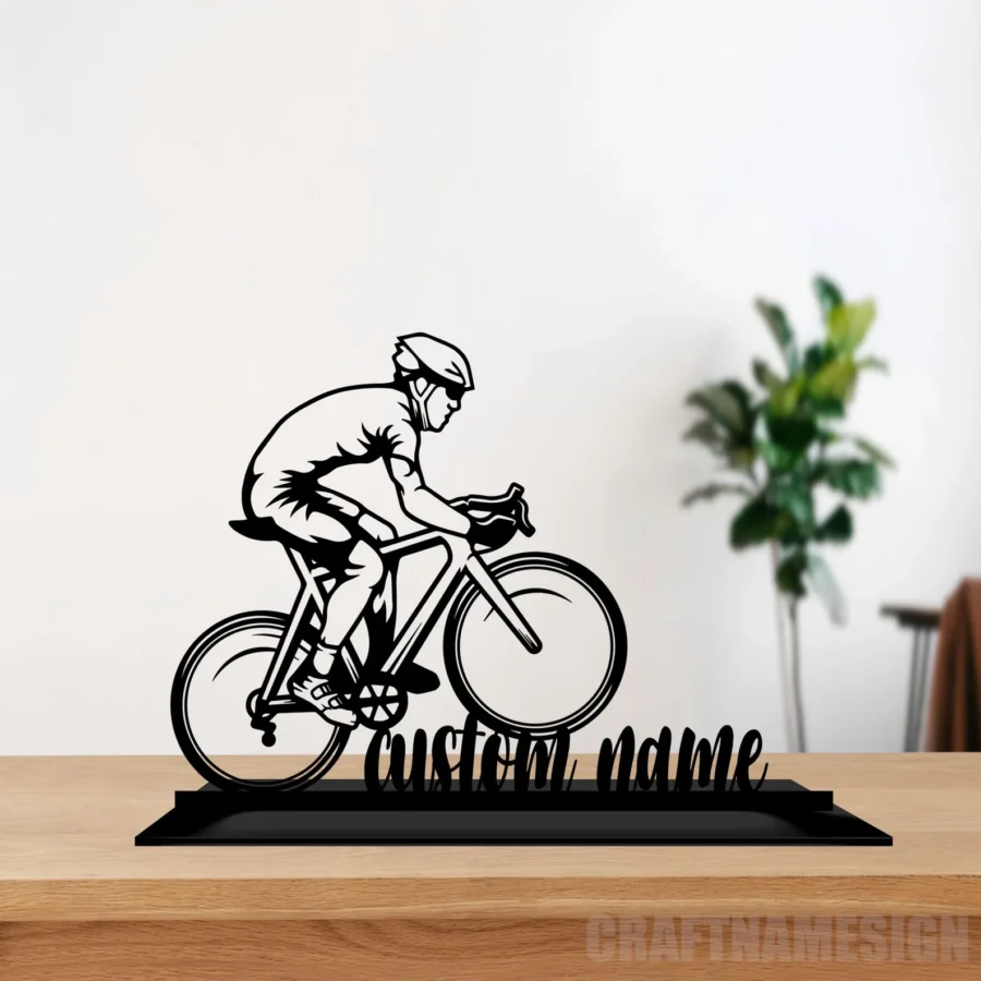 Custom Cycling Metal Office Table Decoration, Personalized Cyclist Sculpture Kawaii Table Sign, Office Decor For Man Desk Sign, Biker Gifts