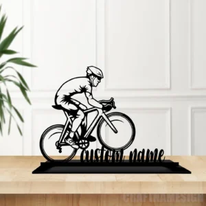 Custom Cycling Metal Office Table Decoration, Personalized Cyclist Sculpture Kawaii Table Sign, Office Decor For Man Desk Sign, Biker Gifts