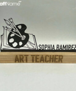 Custom Wooden Art Teacher Desk Name Plate