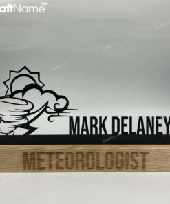 Custom Wooden Meteorologist Desk Name Plate